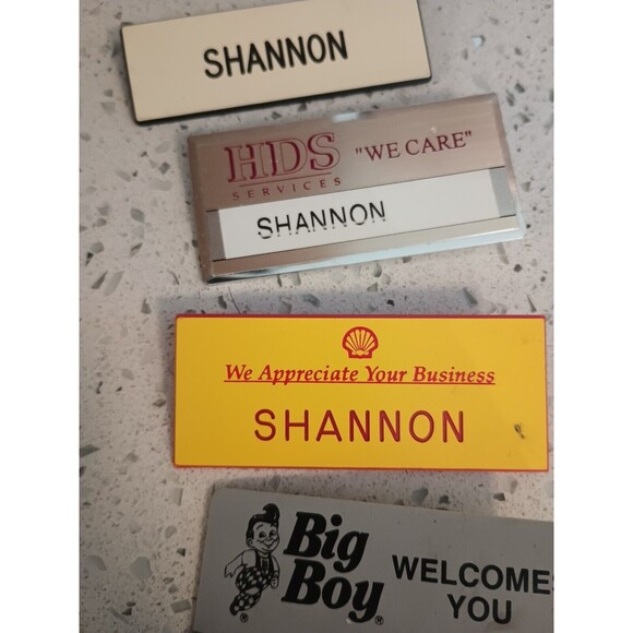 Vtg Restaurant Gas Station Name Tags Shannon Costume Shell Big Boy Got Milk? - Picture 4 of 11